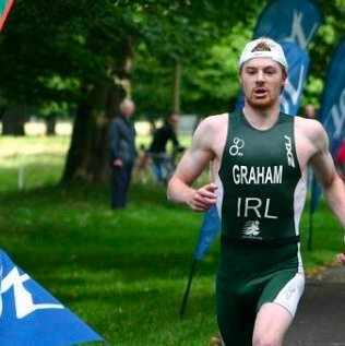 David Graham competiting in an triathlon for the Ireland national team.
